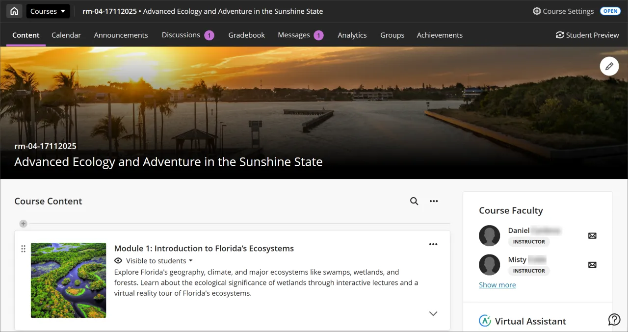 screenshot of updated user interface with updated navigation, full screen view, and wider banner. 
