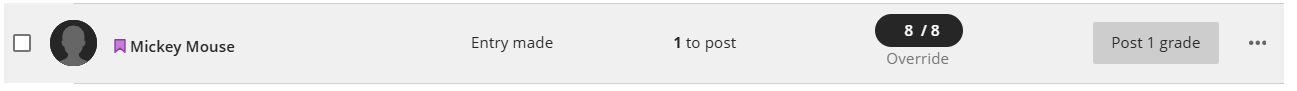 screenshot of posting an individual grade