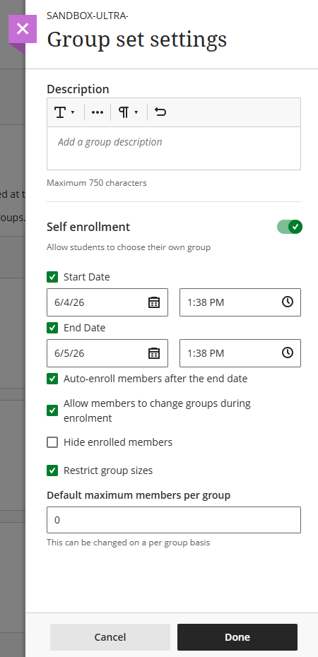 group set settings