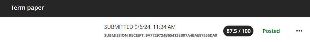 screenshot of the submission receipt number for a student submission