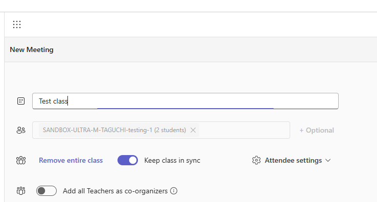 new meeting page with option to 'Keep class in sync' 