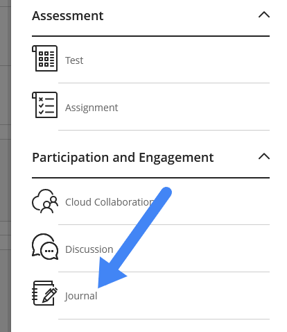 You can find journal in the participation and engagement area when creating content